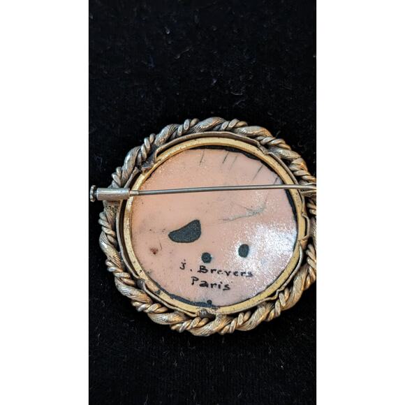 Vintage Signed J. Brevers Paris Large Fused Limoge Enamel on Porcelain Brooch - Picture 7 of 7